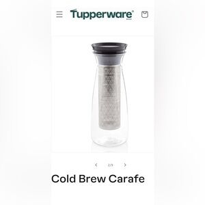 NEW Tupperware Cold Brew Carafe Includes Carafe, Stainless Steel Mesh And Cover